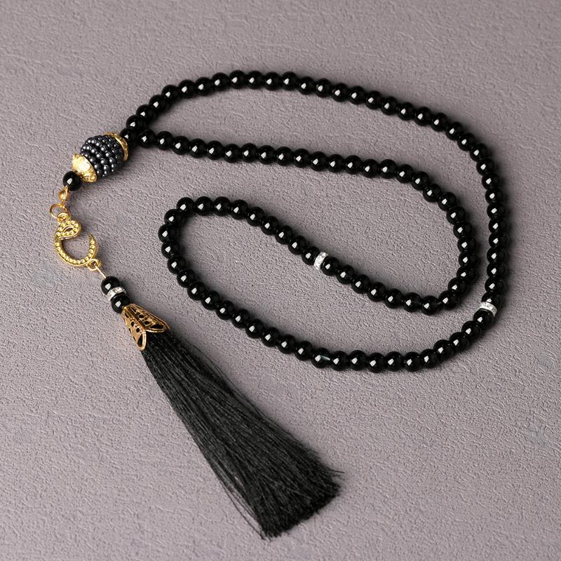 6Mm 99Pcs Glass Pearls Tassel Turkish Style Muslim Rosary Islamic Meditation Yoga Prayer Beads Necklace For Women Jewelry