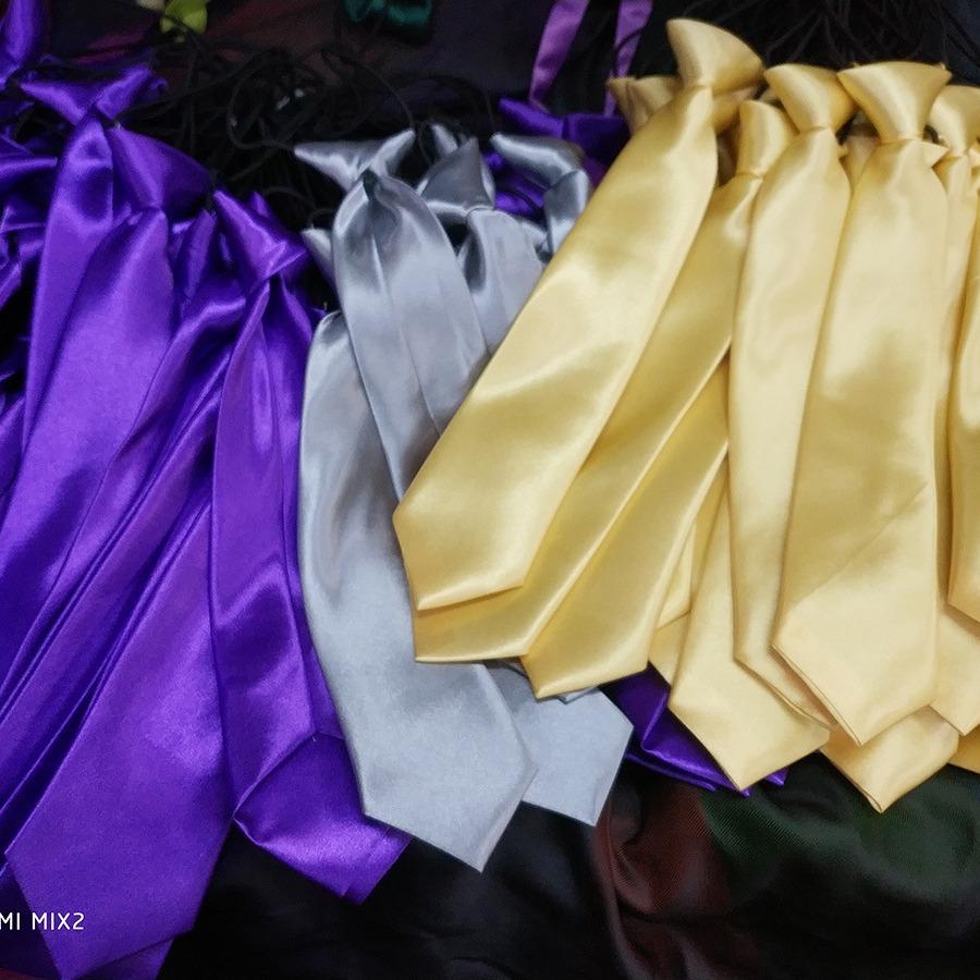 28Cm Children'S Tie Bright Monochrome Rubber Band One-Color Tie Monochrome Children'S Tie Student Tie Satin Tie