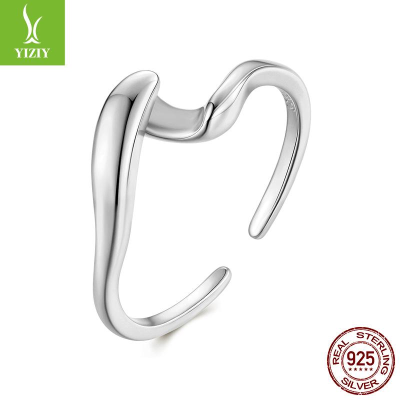S925 Sterling Silver Couple'S Two-In-One Ring, Fashionable Personality Cold Wind Metal Texture Ring Ring