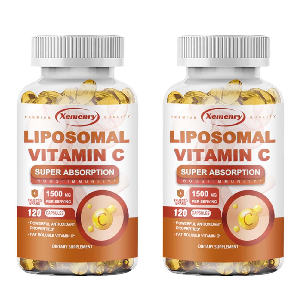 Xemenry Liposomal Vitamin C 1500mg Capsules 120ct — Fat-Soluble Complex with Phospholipids, Super Absorption, Vegan Veggie Capsules