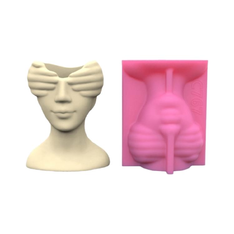 

Eye Covering Girl Flowerpot Silicone Molds Pen Holder Epoxy Resin Molds Unique Vase Mould Planter Decoration for Craft 1