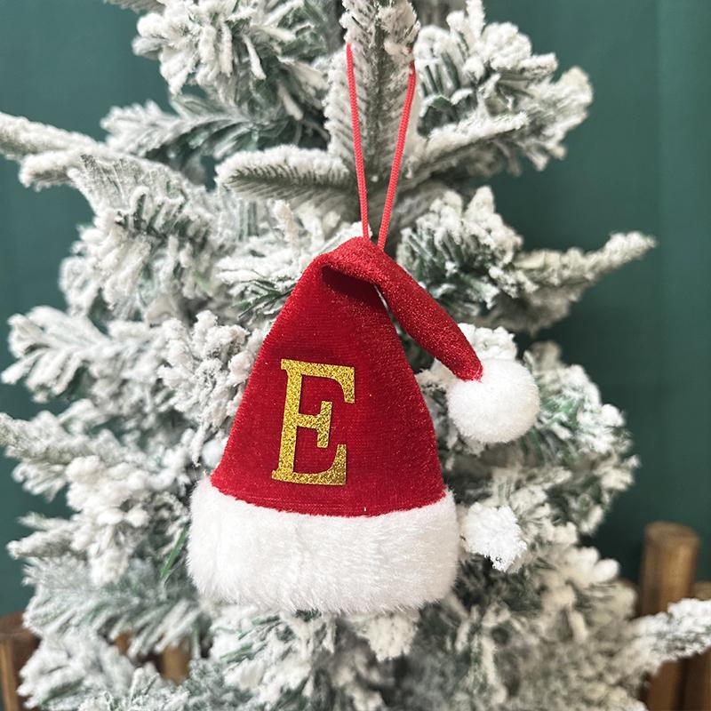 Mini Letter Christmas Hat Christmas Tree Pendant Decorations Hanging Ornament Cute Plush Velet Santa's Hat Christmas Home Decor