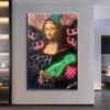 Reproduktionen Graffiti-Kunst Mona Lisa Leinwand Malerei Dollar Poster und Druck Wand Kunst Bild für Wohnzimmer Dekoration Cuadros