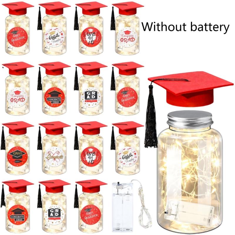 Light up Graduation Mason jar with Graduation Cap Class of 2026 Graduation Centerpieces for Congrats Graduate Party