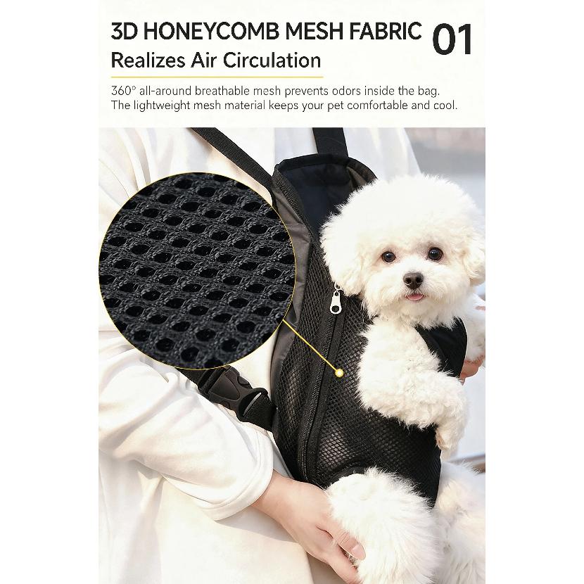 Pet Carrier Bag Dog Carrier Cat Carrier Front Backpack Breathable Mesh Pet Chest Bag Hands Free Travel Bag for Small Dogs Cats