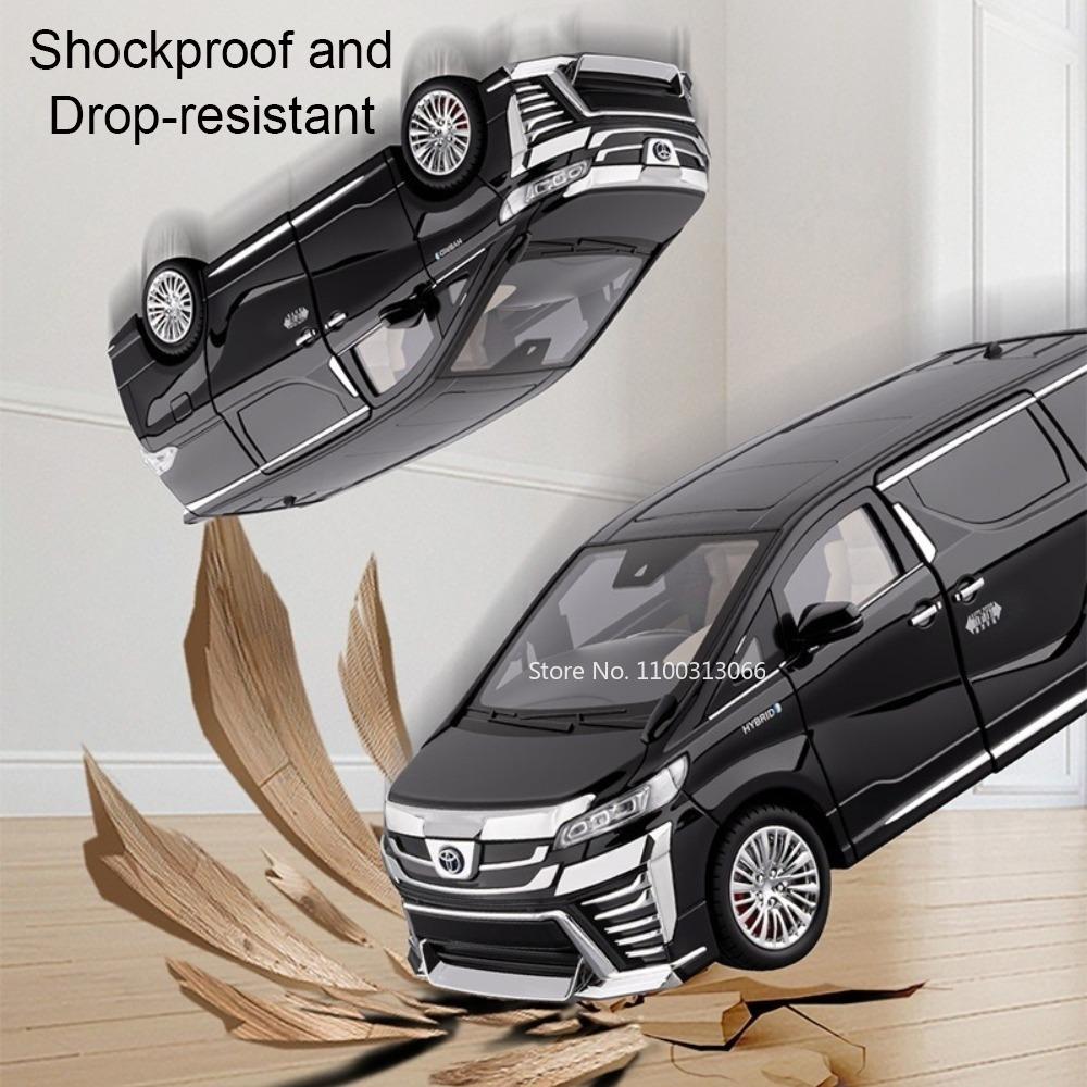 1:18 Vellfire Alphard Miniature Model Cars Toys Alloy Diecast with Light Music Vehicles Wheel Steering MPV for Boys' Edutainment