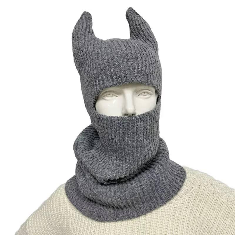 Cozy And Stylish Knitted Beanie Hat With Horns For Halloween Fun And Winter Warmth