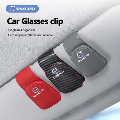 1Pcs Sunglasses Holder Car Sunshades Magnetic Leather Glasses Clip For XC90 V90 V60 XC60 V40 EC40 EX40 S80 S60 S90 C40 XC4