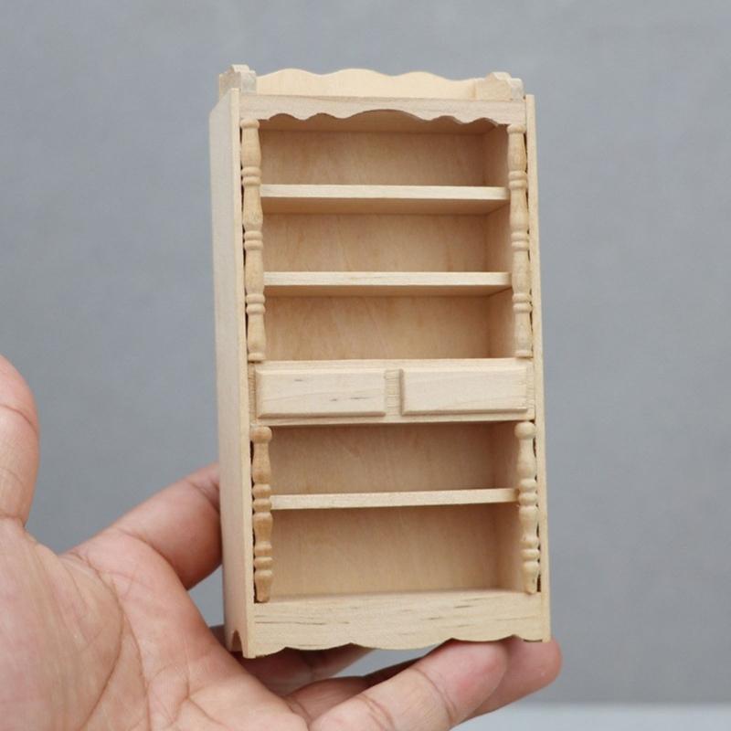 Solid Wood Mini Cabinet Model Dollhouses Accessories For Bedroom Kitchen Living Room Tiny House Decoration Photography Prop