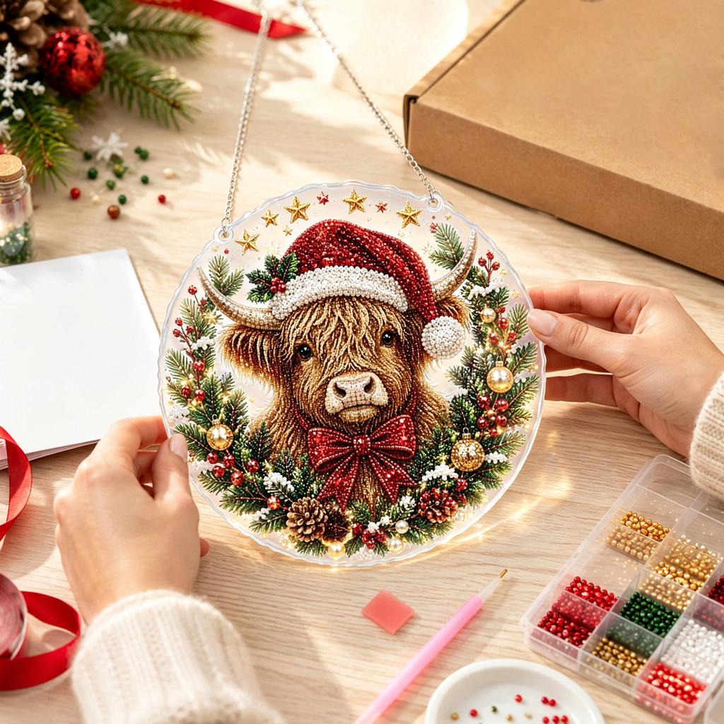Acrylic Shape Christmas Hanging Ornaments, 2D Flat Decoration for Tree, Home, Party