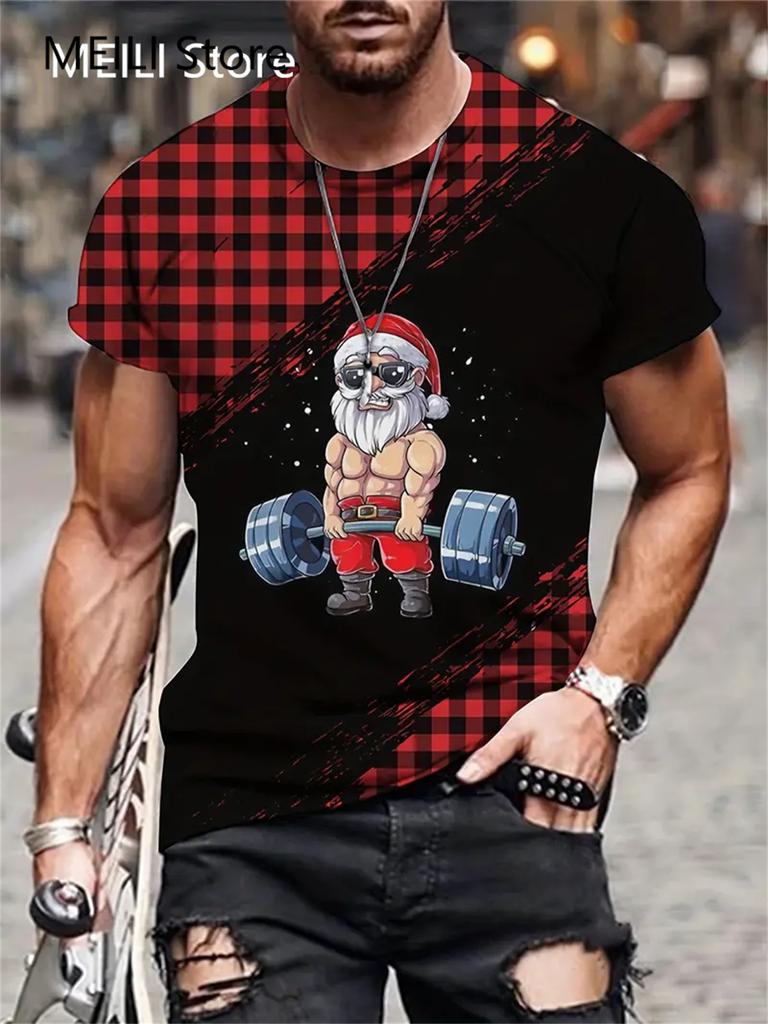 Christmas Unisex's T Shirt Funny 3d Santa Claus Print T Shirts Casual Pullover Short Sleeve Fashion Shirts Graphic Tees Sweatshirt