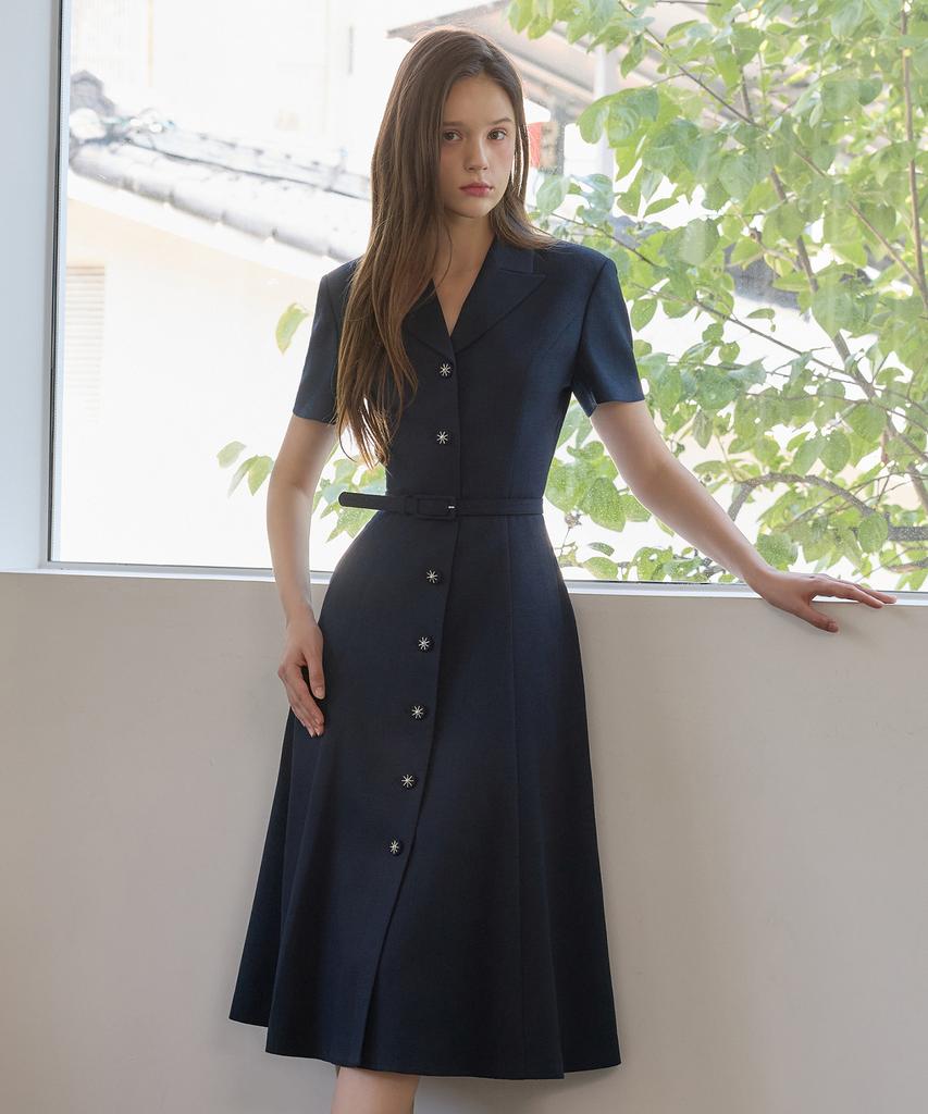 Julie And Kara 26Hs Love By You Jo Summer Tweed Dress Navy Wedding Guest Look Ceremony Look