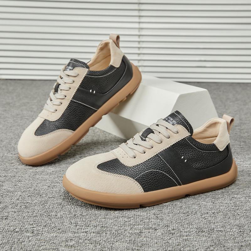 Men s Genuine Leather German Training Casual Lace-up Sneakers 44