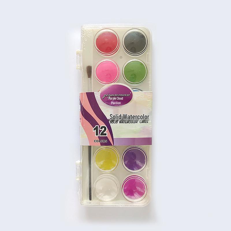 48-Color Solid Watercolor Gouache Paint Set for Beginners in Plastic Box