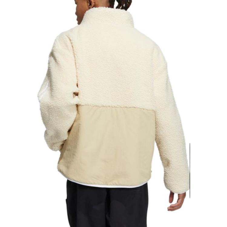 adidas Giacca in Pile Originals Classic Trefoil con Collo Alto e Tasca a Marsupio Unisex Giacche Bianco Sporco HY1378
