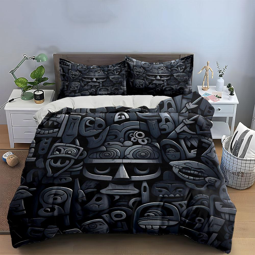 Tribal Mask Set For Decoration Kid'S And Adults' Bedroom Decor, Exquisite Three-Piece Bedding Set Gift