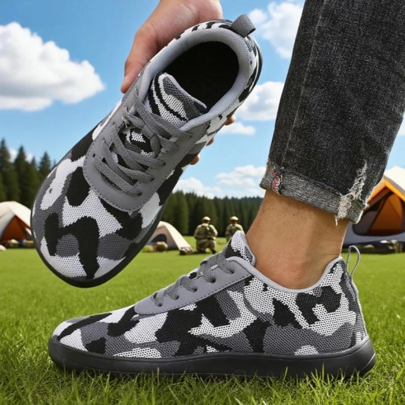 New Camouflage Wide Toe Men'S Shoes Casual Soft Soled Breathable Work Shoes Comfortable Mesh Multifunctional Barefoot Sneakers