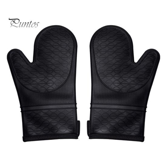 

1 пара силиконовых прихваток для духовки, водонепроницаемые, грязеотталкивающие, термостойкие кухонные перчатки с хлопковой подкладкой, нескользящие перчатки чёрный