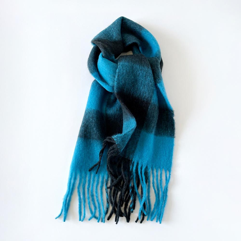 Autumn and winter mohair scarf thick beard senior women plaid warm versatile scarf shawl wholesale fur collar