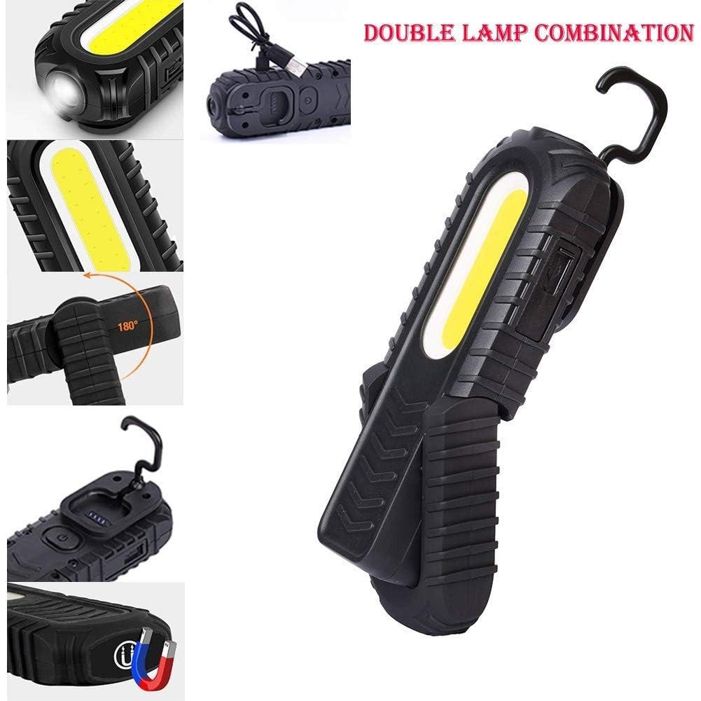 LED Work Light, Portable Rechargeable Torch Workshop Lamp COB Inspection Lights with Hook and Magnetic Base for Car Repair, Garage, Camping, Emergency