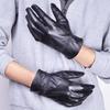 1pair Waterproof Black Thickened Gloves Solid Color Windproof Mittens PU Anti-cold Gloves  Driving