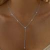 Fashion Gold Color Double Layered Y-shaped Choker Necklace For Women Exquisite Crystal Long Tassel Necklace Jewelry Gifts