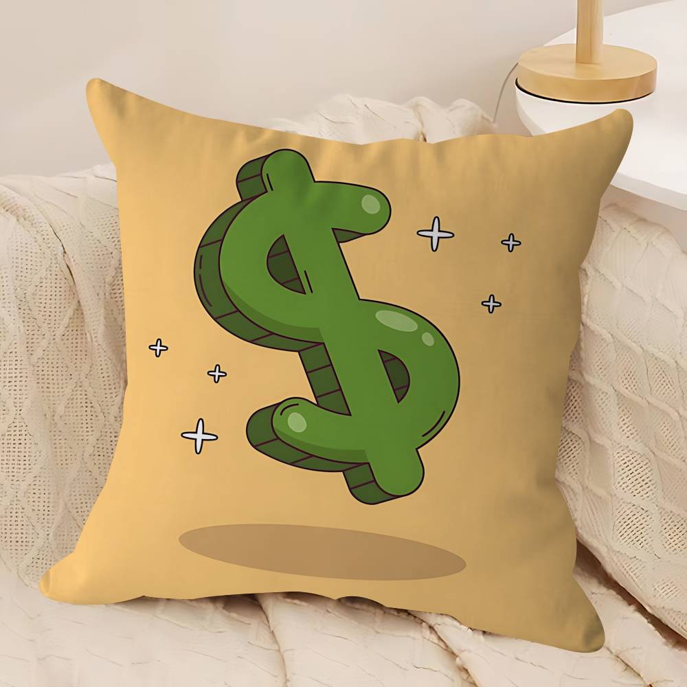 

Cartoon Currency Cushion Cover Pillow Cover Decor Pillowcase Printed Cushion Case For Couch 12x12Inch
