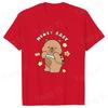 Modische Capybara Trage Rucksack Druck T-Shirt Lässig Kurzarm Grafik T-Shirt Unisex Locker Harajuku Shirt Honey Baby Oberteile