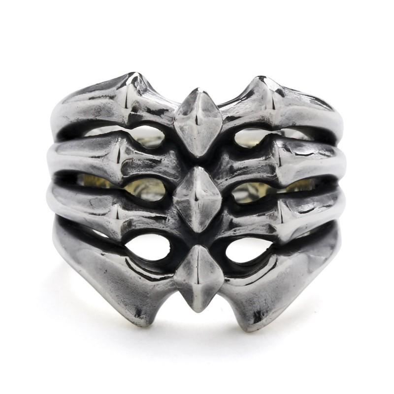 Adjustable Open Ring Men Women Geometric Bone Motif Vintage Style Plated Statement Jewelry