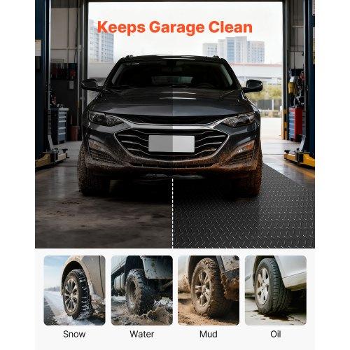 VEVOR Garage Floor Roll, 2.28 x 5.2 m Garage Flooring Mat, 2.2 mm Thickened PVC Diamond Plate Floor Protector Mat with Double-sided Tape, Non-Slip
