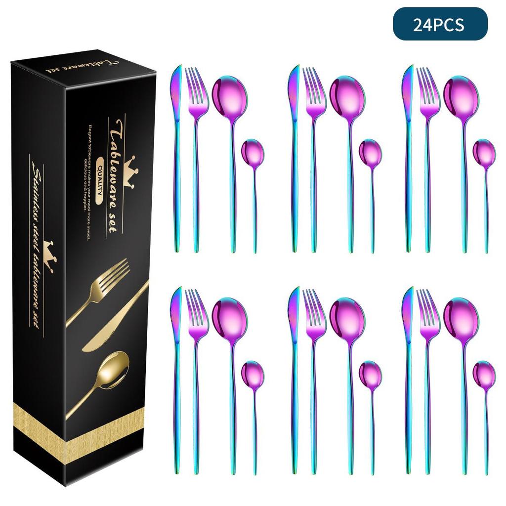 Stainless Steel Cutlery Set: 16/24-Piece Steak Knives, Forks, Spoons In Gift Box