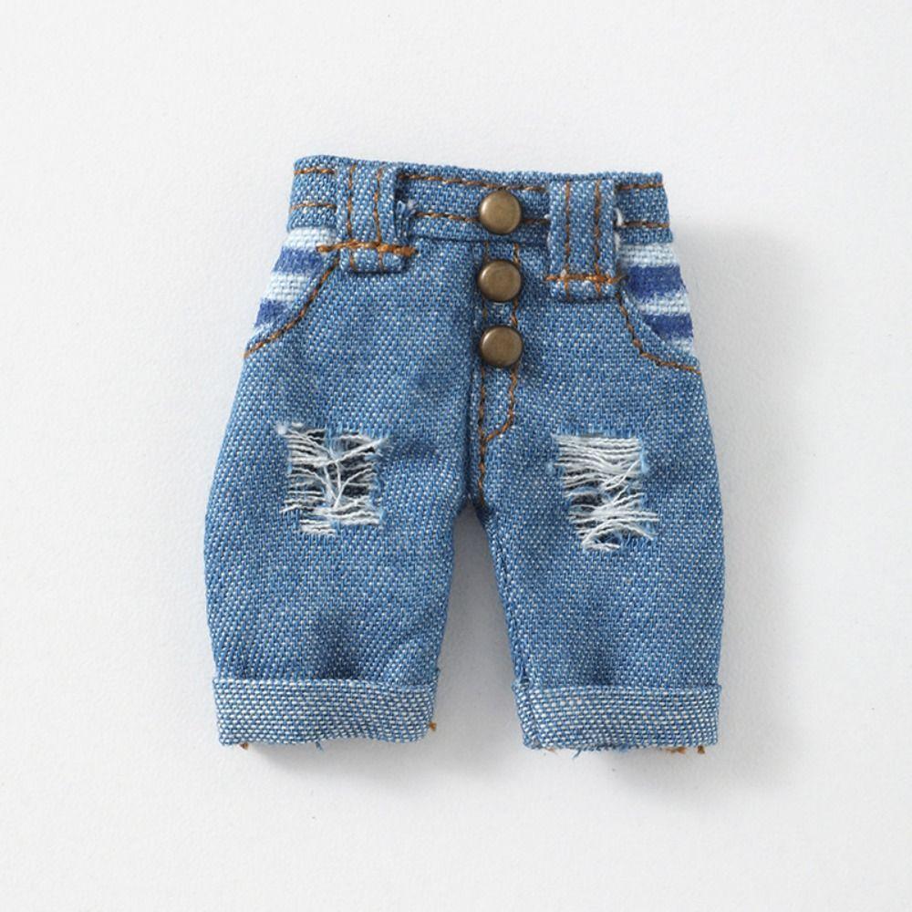 Fashion Denim Long Pants Doll Leggings For 1/11 OB11 Dolls for 1/12 Mini BJD Doll Casual Wears Pants Clothes Doll Accessories