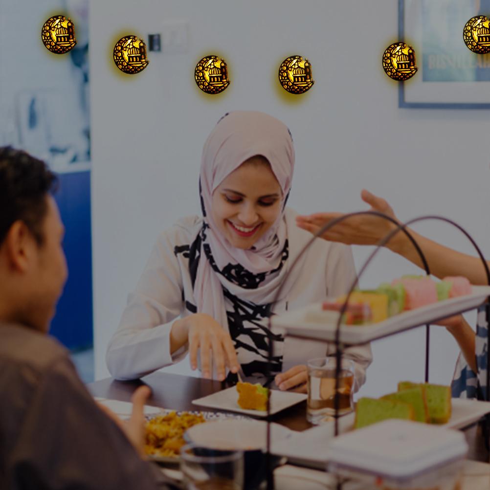 Ramadan Eid Lichterkette Batteriebetrieben Mond Stern Lampe Mubarak Mond LED Lichterkette für Innen
