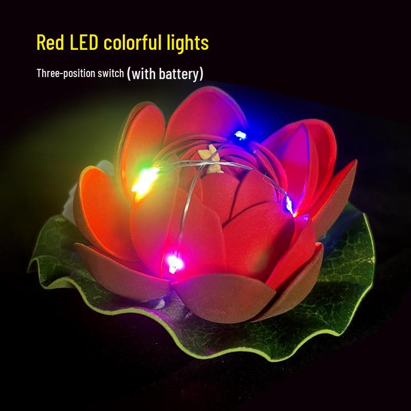 LED Silk Lotus Lamp - Perfect for Lantern Festival, Qixi, Valentine's Day, Water Surface, and DIY Decor.