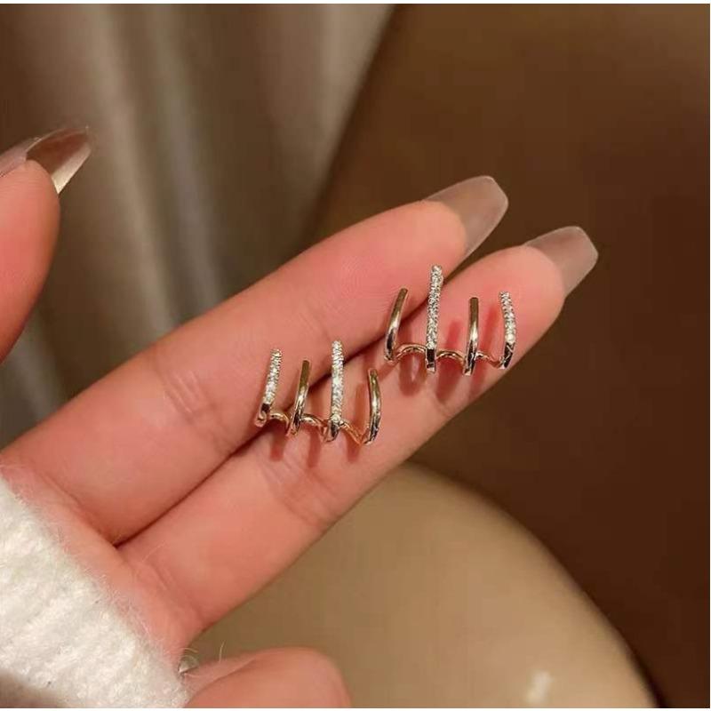 Exquisite Rhinestone Ear Cuff Left Ear Fashion Jewelry Trendy Stud Party Accessory Women Christmas Gift Idea New Arrival Earring
