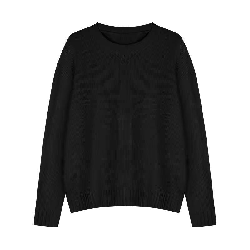 Women's Winter Black Knit Sweater and High-Waist Wide-Leg Shorts Two-Piece Set