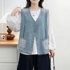 Plus Size Women's V-Neck Denim Vest - Spring/Summer 2026 Slimming Tank for 200 Jin