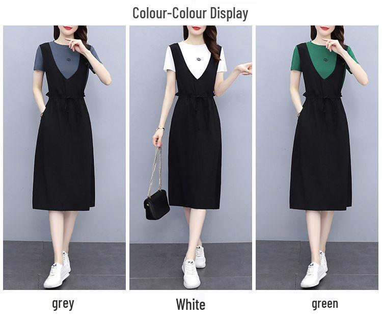 2022 Europäisches Sommer Trägerkleid: Lässig, Figurbetont, Mittellanger Zweiteiler-Rock