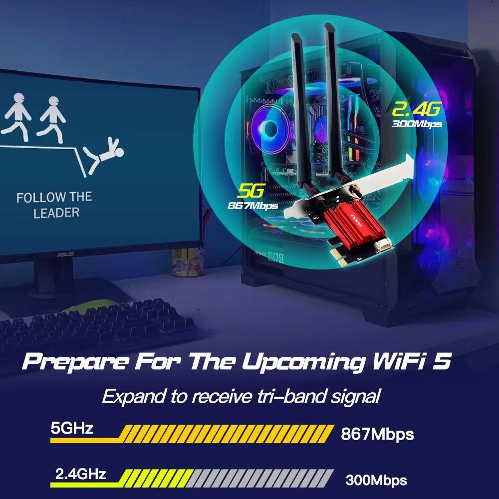 Dual Band PCIE WiFi Adapter WiFi 5 USB Wifi Adapter  for Computer/Phone/Tablet