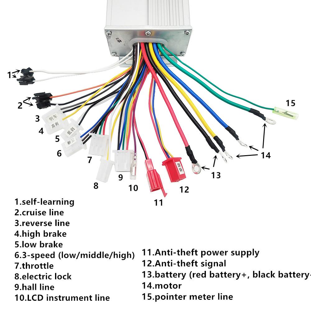 Electric Bicycle/Bike Scooter Dual Mode Brushless Controller 36V 48V 500W Throttle kit Throttles 2