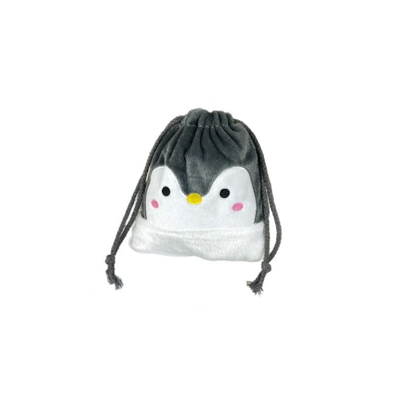 Cute Penguin Character Drawstring Pouch Soft Plush Storage Bag For Makeup And Miscellaneous Items