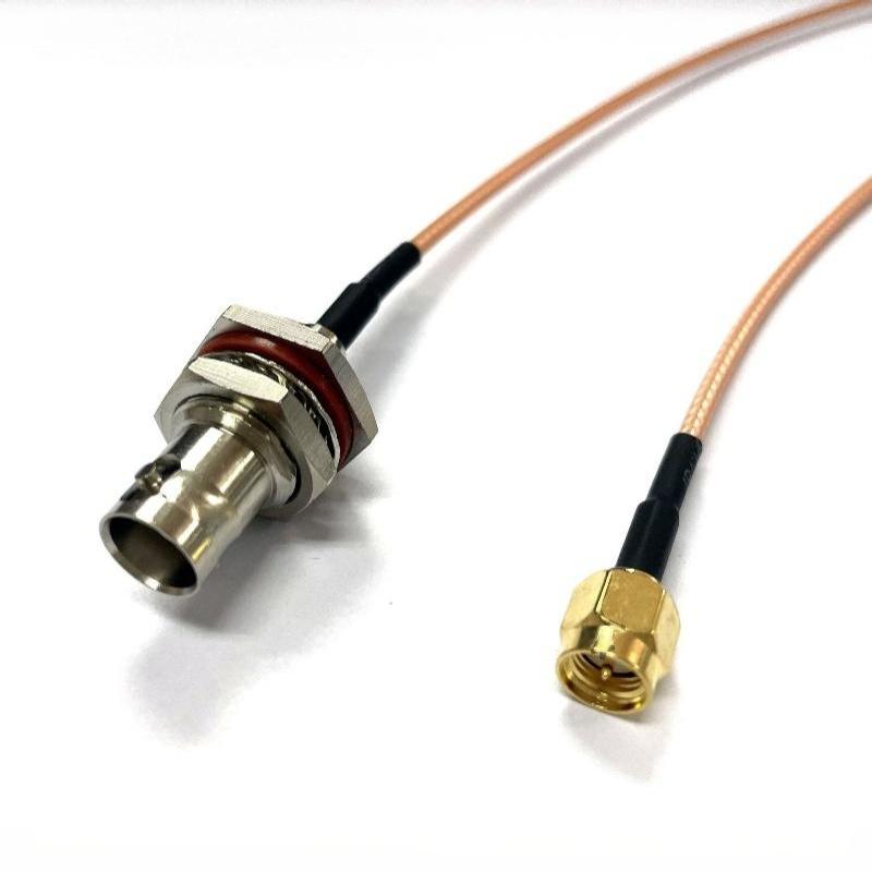 1Pcs Sma / Rp-Sma Male / Female Plug To Bnc Female With Nut Bulkhead Jack Extend Rg316 Rf Coaxial Cable Connector