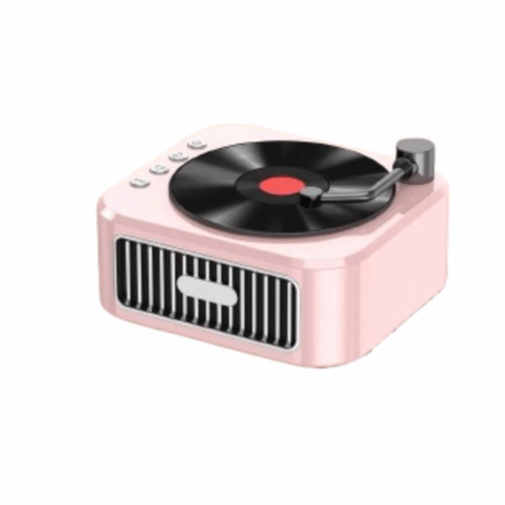 

HiFi Sound Vinyl Record Player Rich Bass Portable Speaker Mini Wireless Bluetooth Speaker Travel розовый