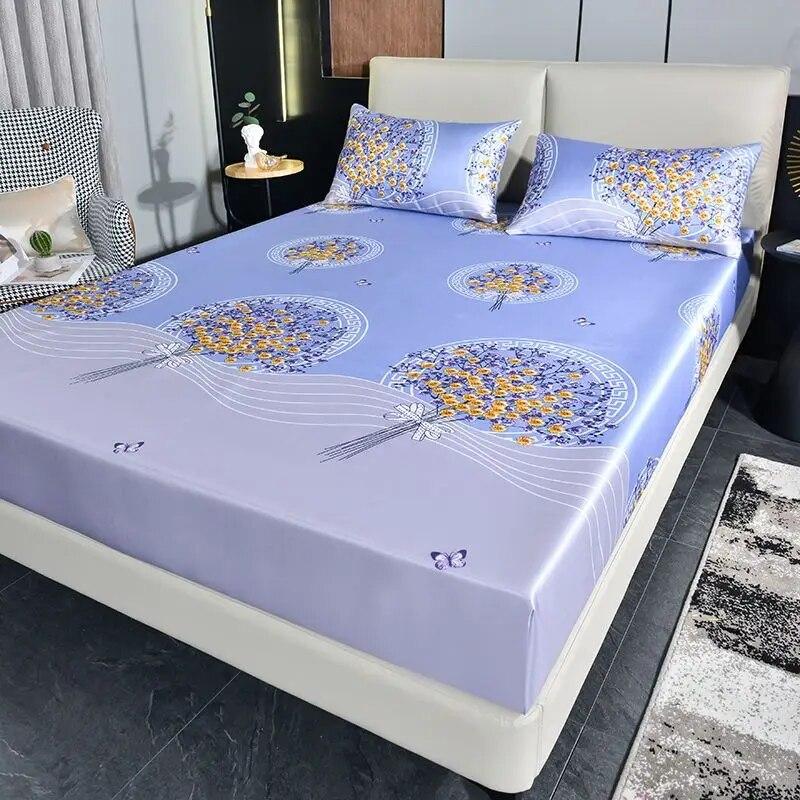 Home Luxury Mattress Cover Three-piece Double Household Bedspread Non-slip Washable Queen Size Bed Cover with Pillowcases