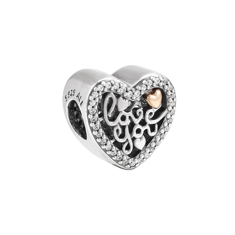 Pandora Heart Shaped Charm Unisex Jewelry 792037CZ Silver/Gold