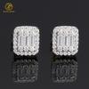 925 Silver Jewelry Mens Iced Out Earrings 14k White Gold Hiphop Screwback Cushion Cluster VVS Moissanite Stud Earrings