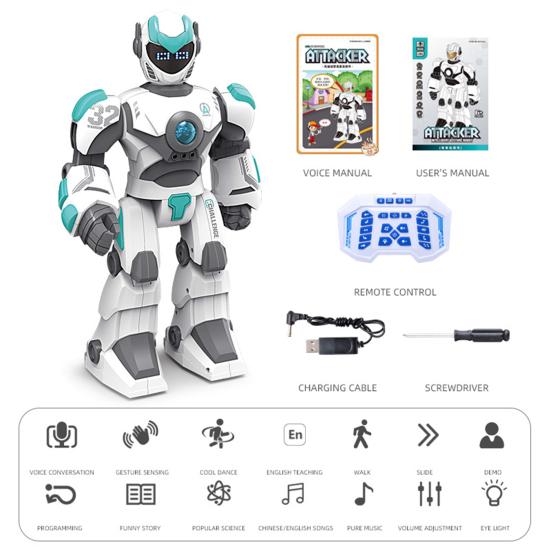 Electric Smart Robot Toy Gesture Sensing Programmable Remote Control Robot Model Toddlers Boys Girls Interactive Talking Singing Dancing Story Telling