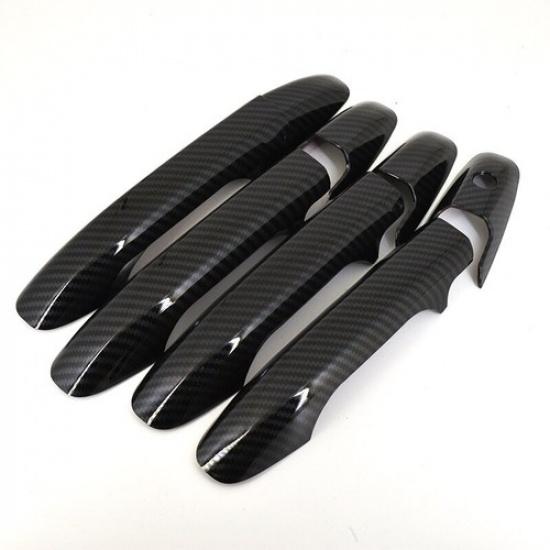 Carbon Fiber Style Door Handle Frame Panel Cover Trim For Honda City 2008-2013