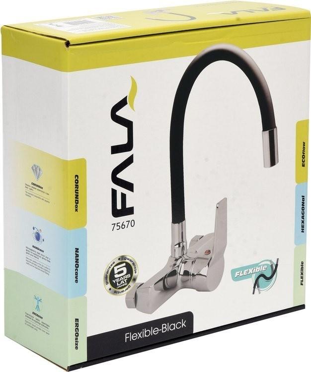 Flexible black wall-mounted sink tap 75670 FALA