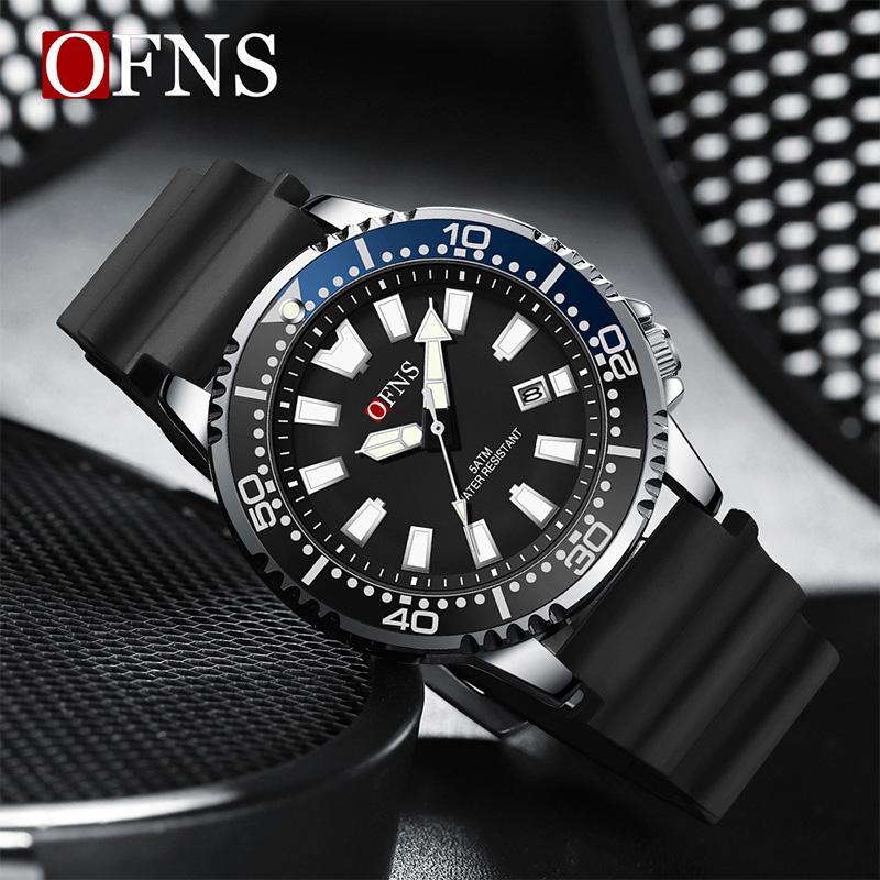 Men's Quartz Watch Calendar Luminous Sports Rubber Strap Waterproof Casual Cool Wristwatch Male Clock Reloj Hombre